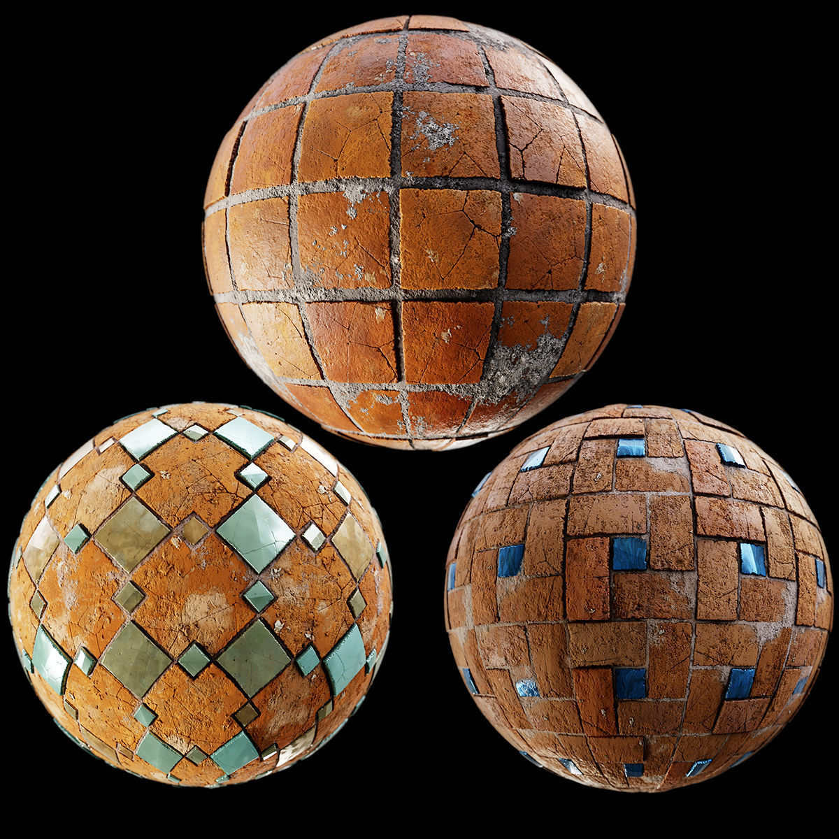 Terracotta tiles and glass mosaics Texture_10