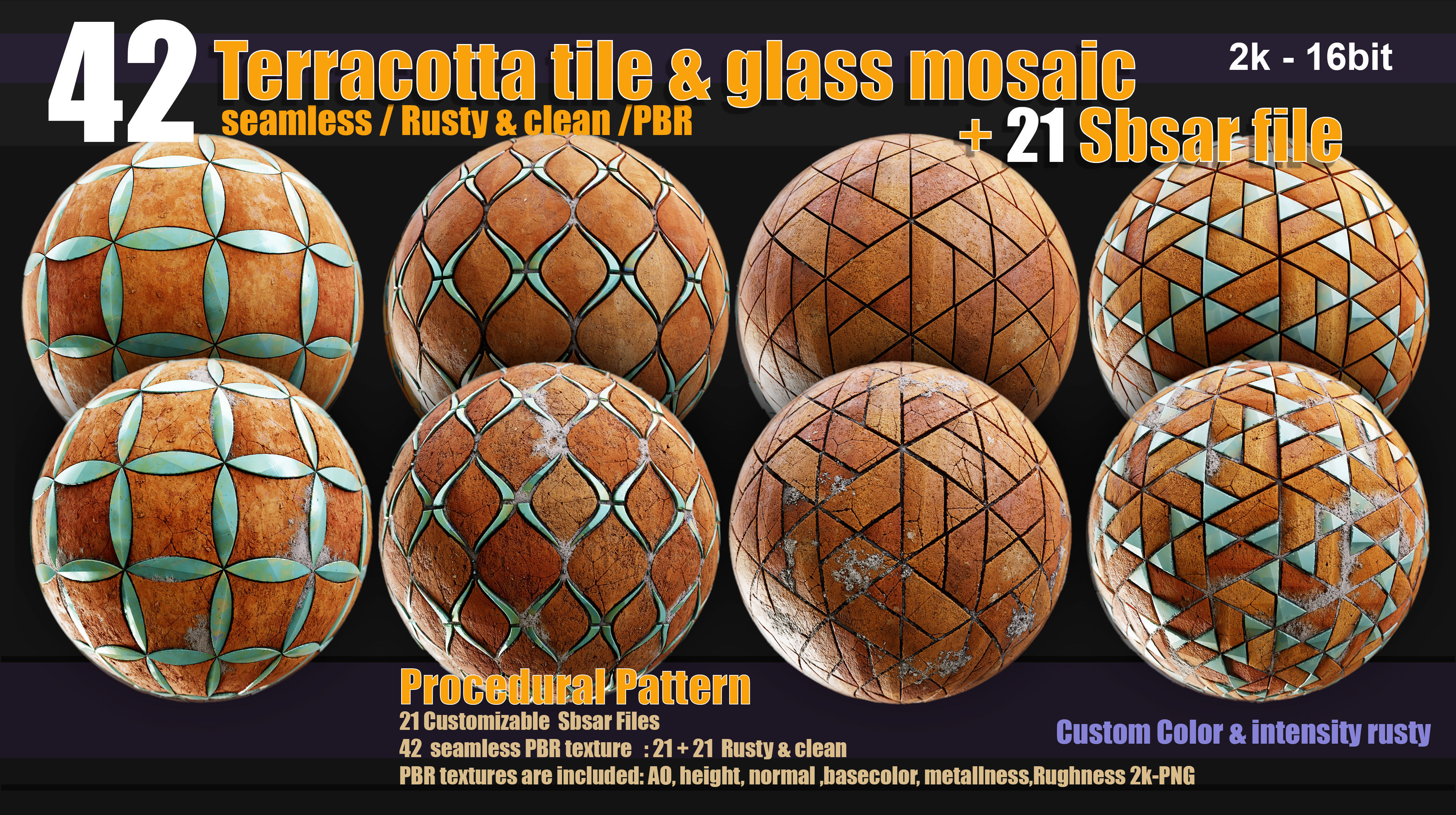 Terracotta tiles and glass mosaics Texture_6