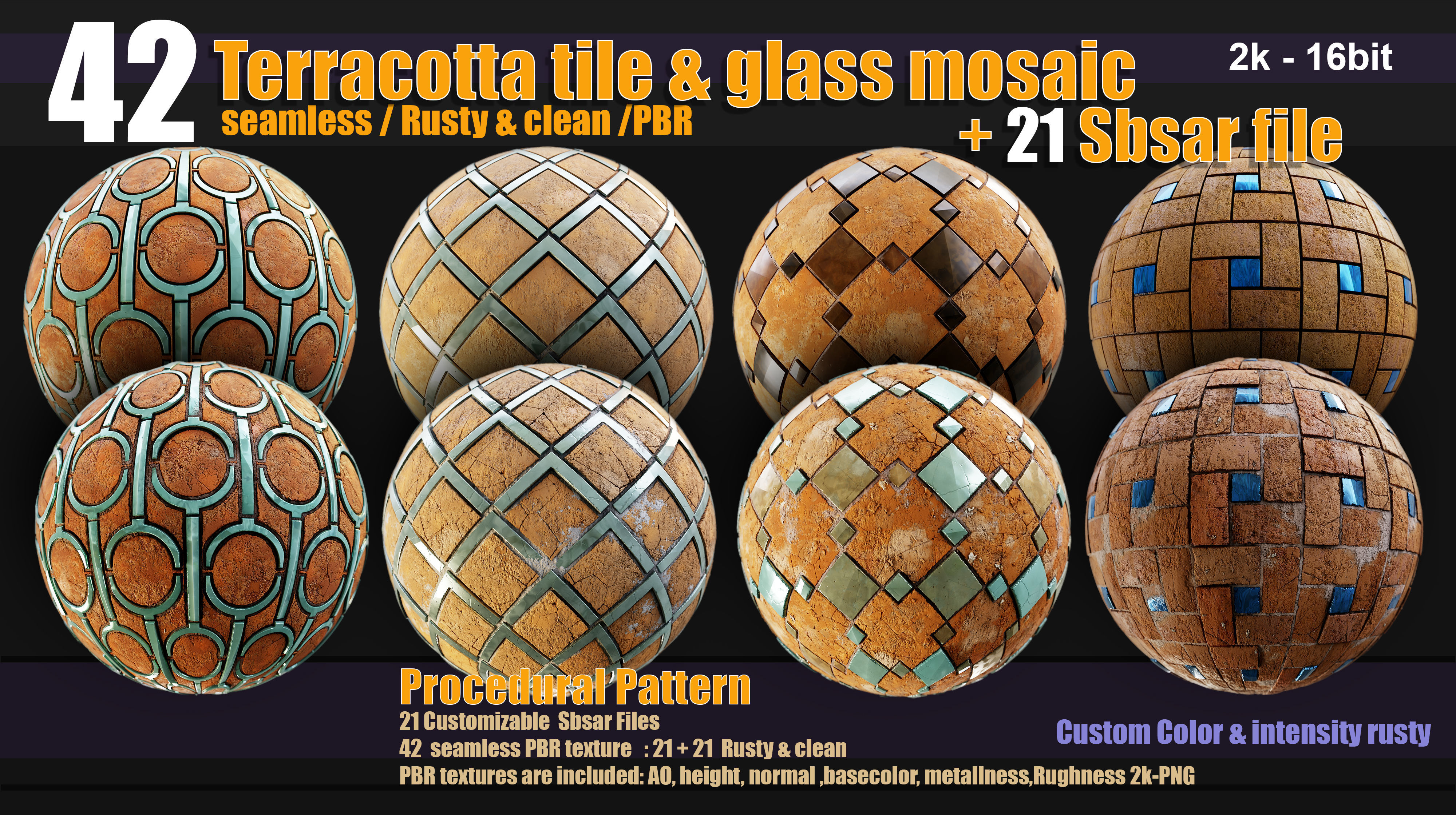 Terracotta tiles and glass mosaics Texture_3