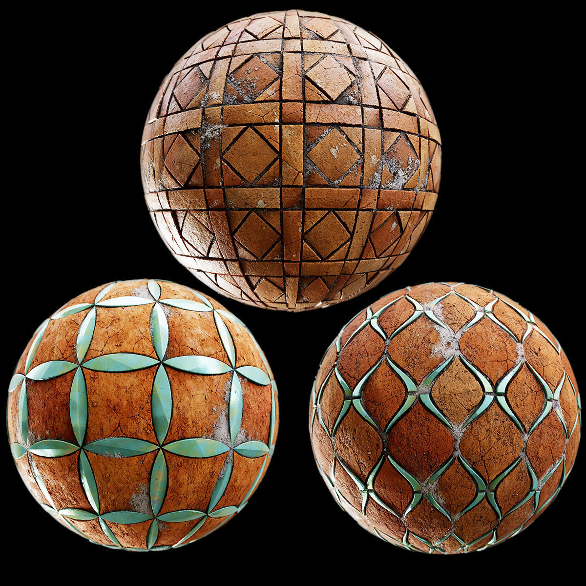 Terracotta tiles and glass mosaics Texture_13