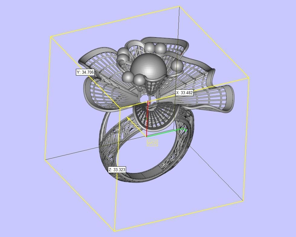 center Round Peral Filigree Ring 3D print model_2