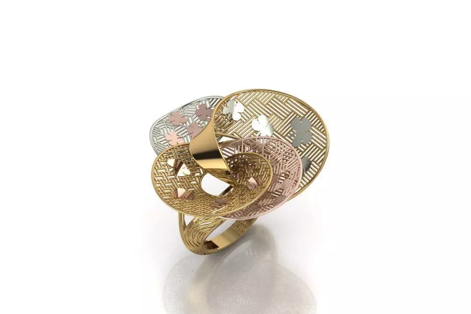 Butterfly shaped filigree gold ring 3D print model_0