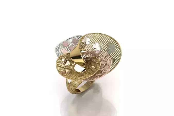 Butterfly shaped filigree gold ring 3D print model