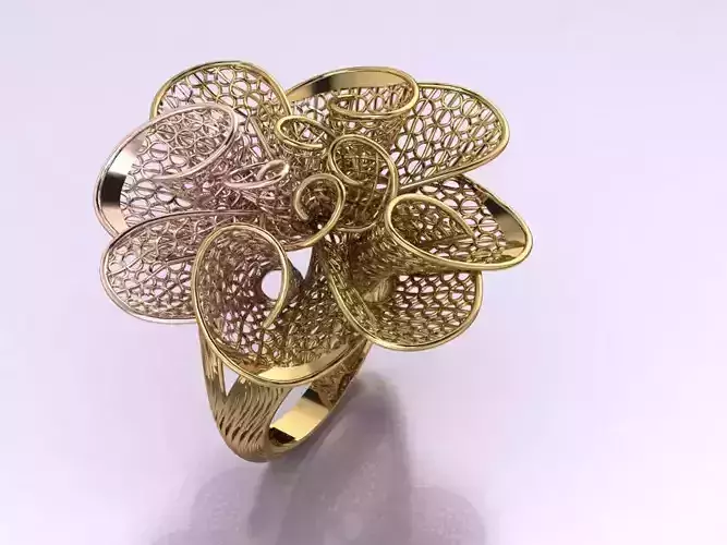 Attractive filigree design ring 3D print model