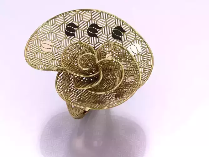 Lotus design filigree ring