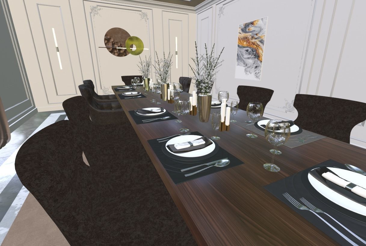 Neoclassic Interior Hall Low-poly 3D model_5