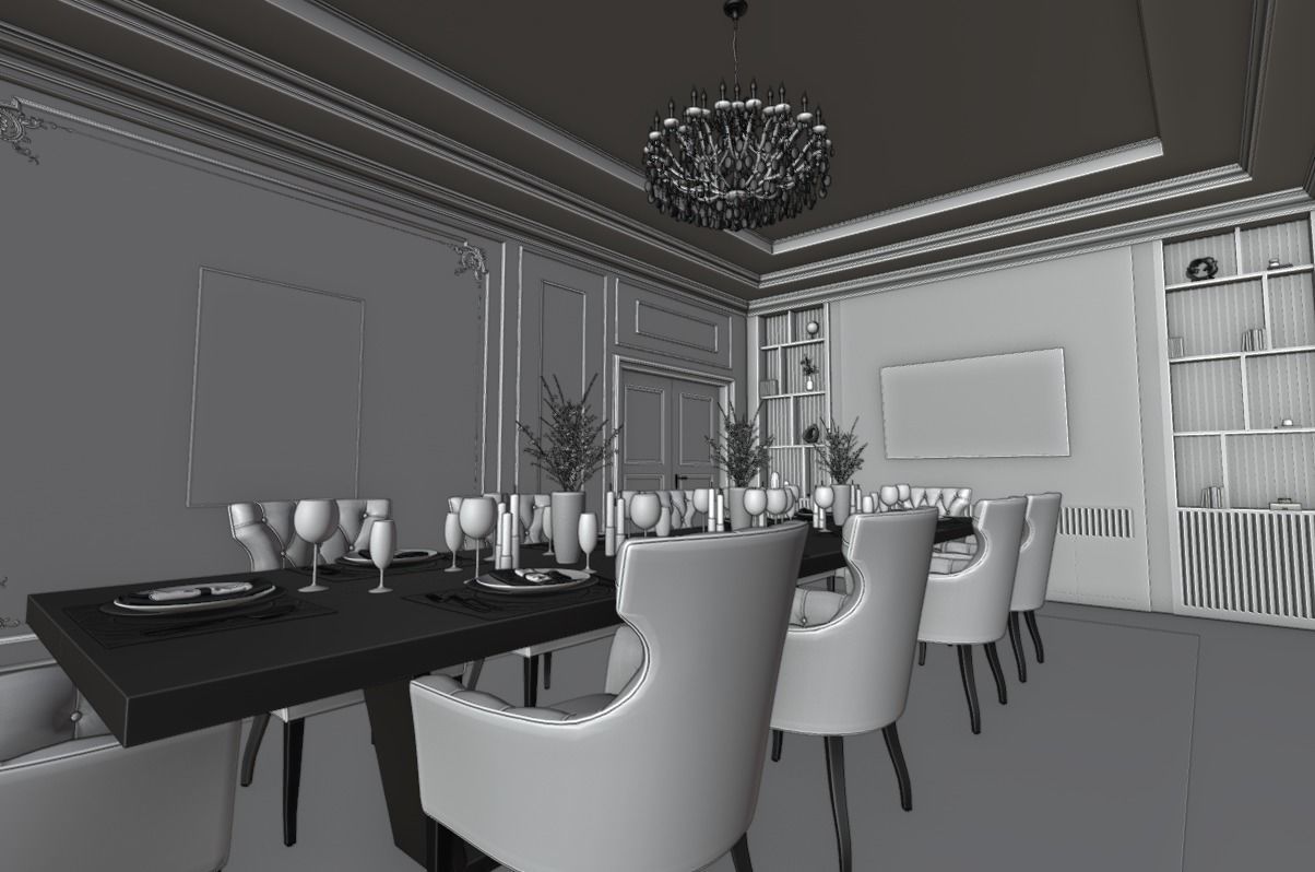 Neoclassic Interior Hall Low-poly 3D model_3