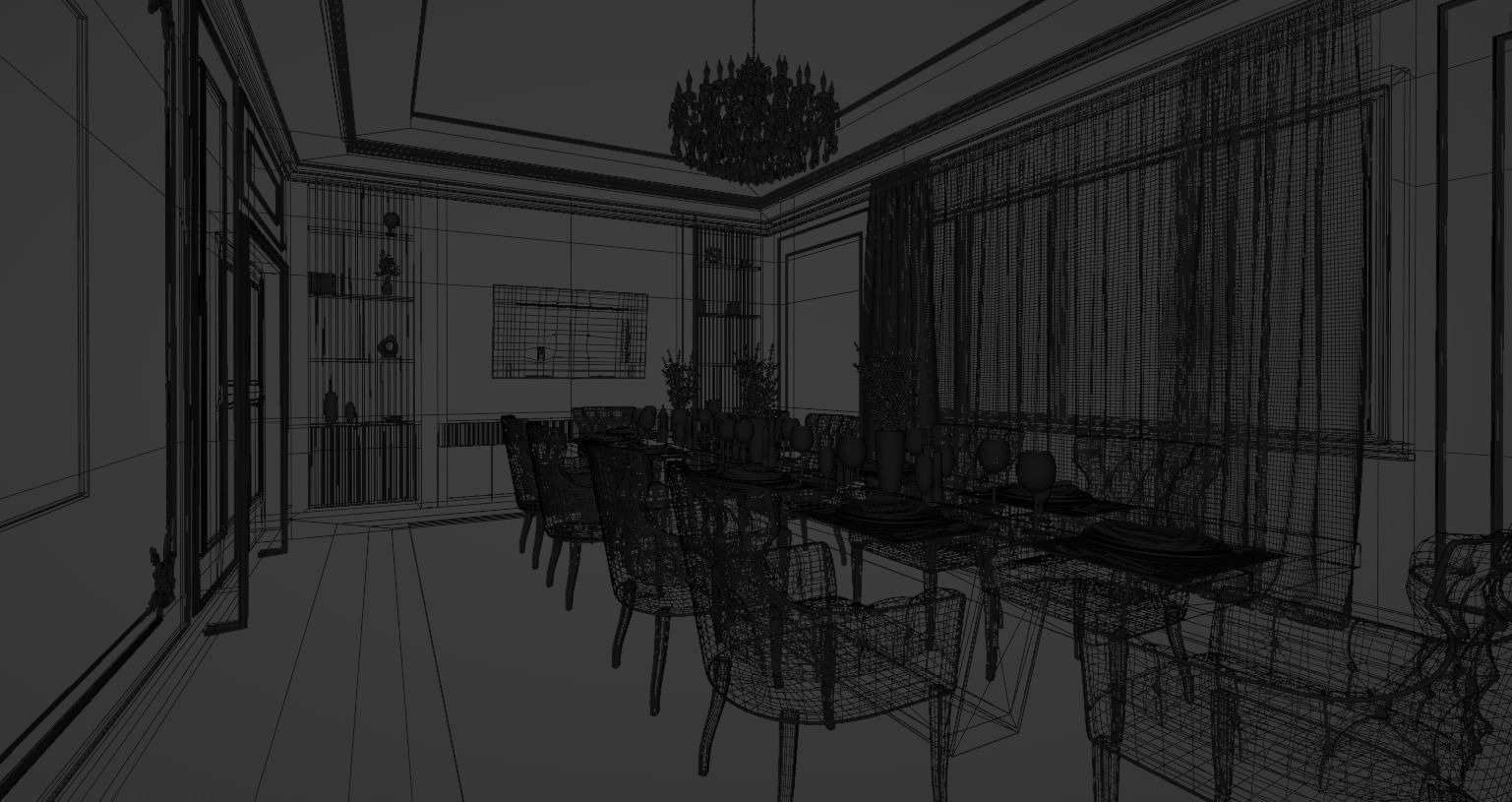 Neoclassic Interior Hall Low-poly 3D model_2