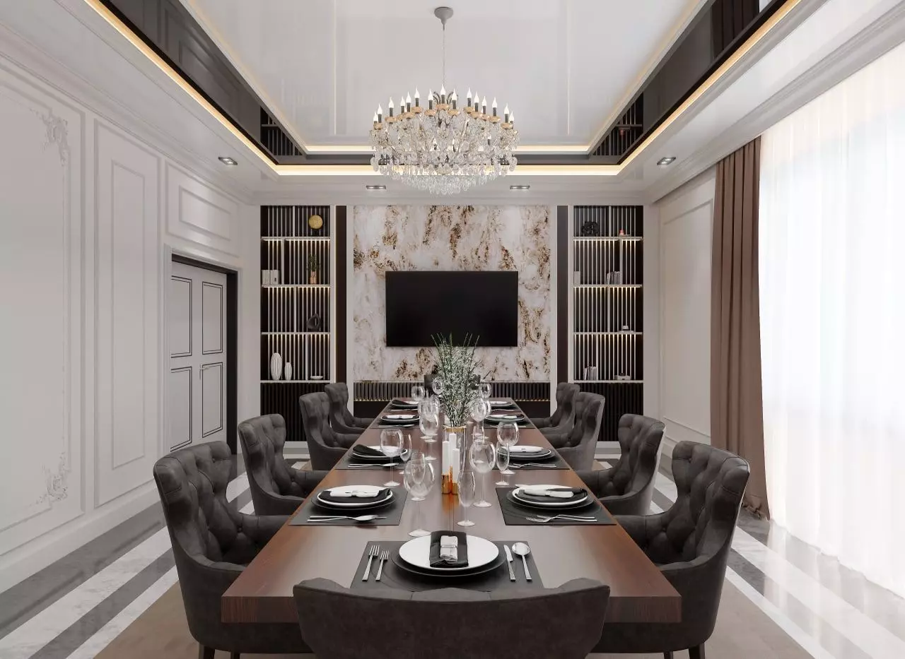 Neoclassic Interior Hall Low-poly 3D model_0