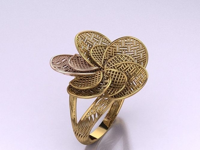 Flower Filigree Ring For 3d printing  3D print model