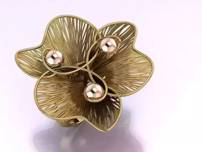 Three small pearl 3d printable filigree model