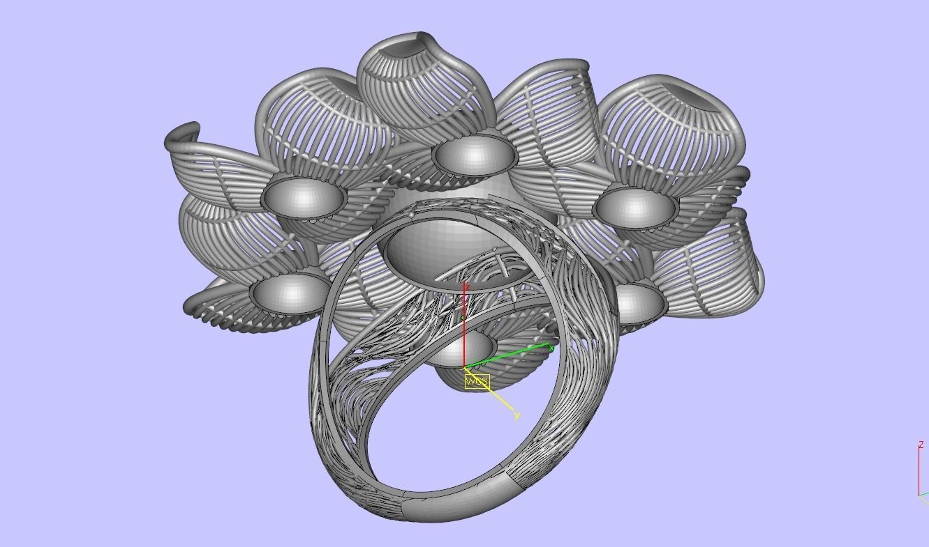 Top curves filigree design ring for women 3D print model_11