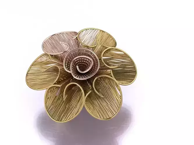 Filigree gold wire flower ring