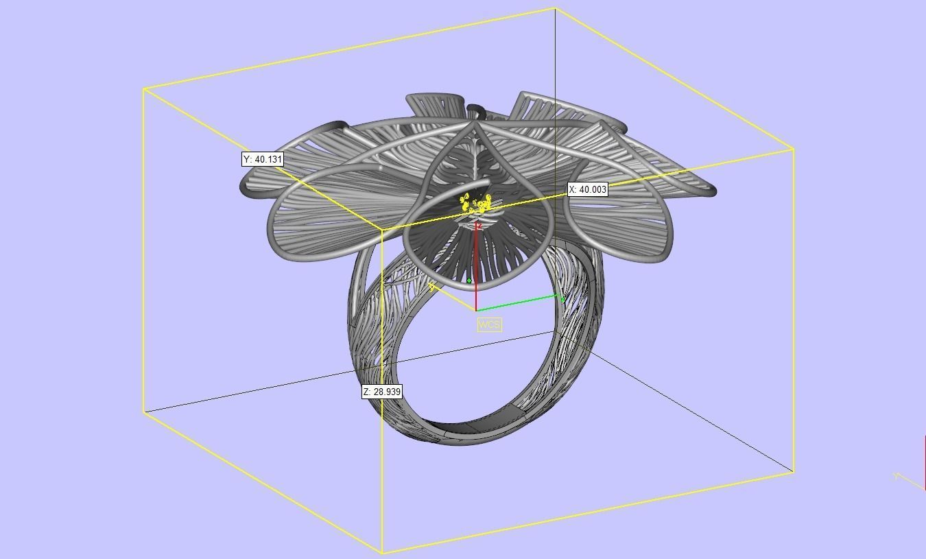 Corn of gold filigree design ring 3D print model_9