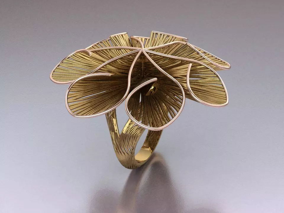 Corn of gold filigree design ring 3D print model_0