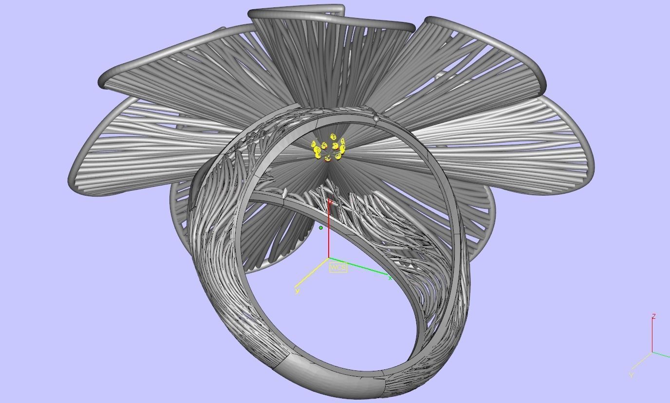 Corn of gold filigree design ring 3D print model_12