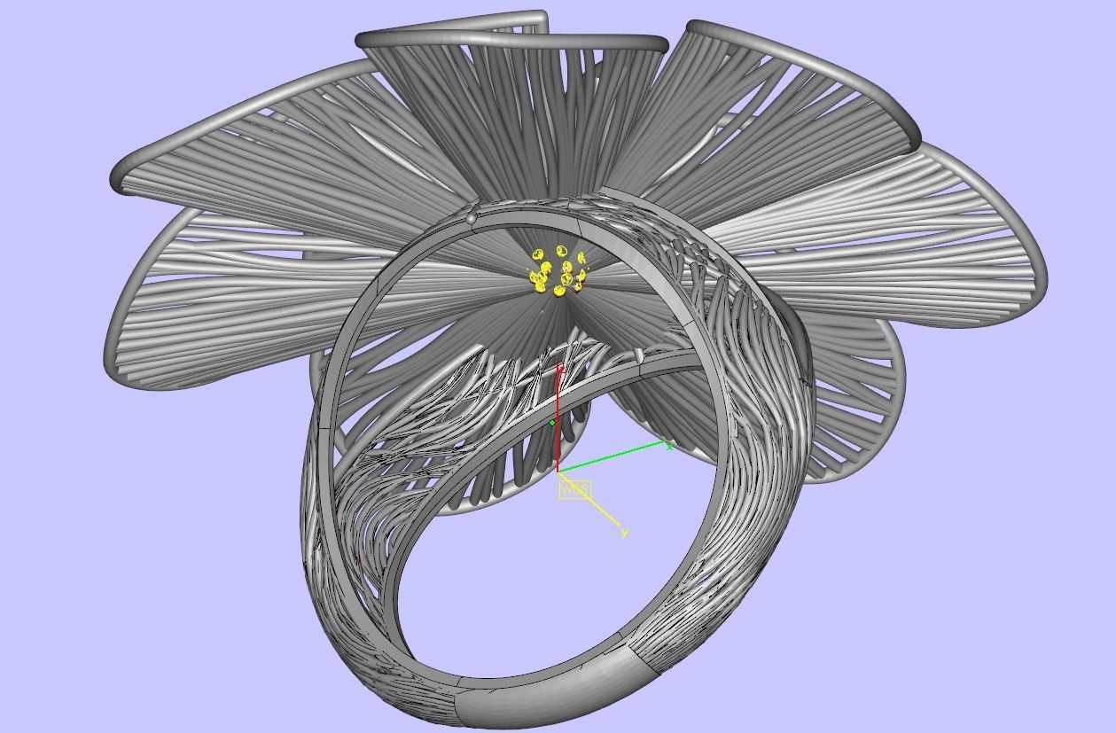 Corn of gold filigree design ring 3D print model_11
