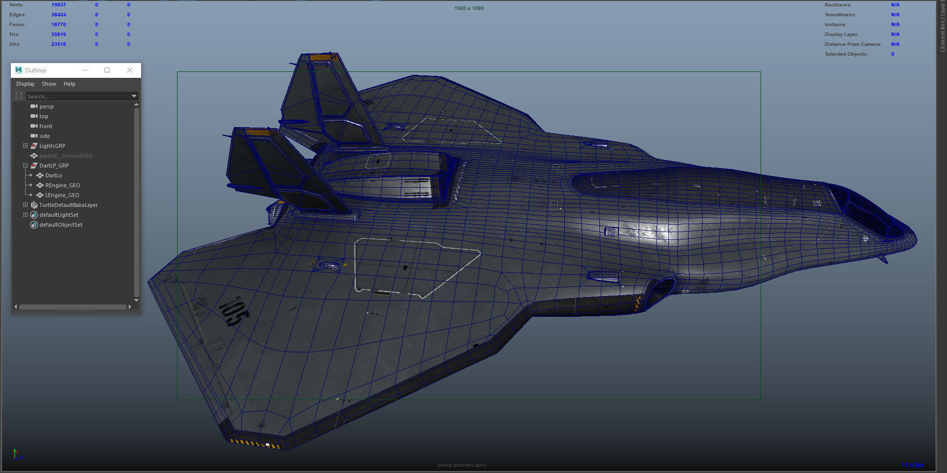 Sci-Fi Spacefighter Dart Low-poly 3D model_24