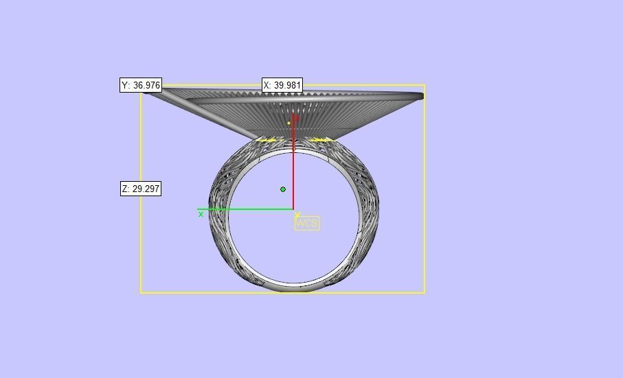 Big Gold Roof Design Filigree Ring 3D print model_1