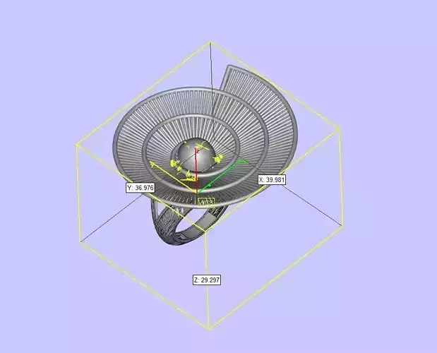Big Gold Roof Design Filigree Ring 3D print model