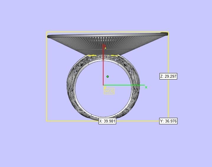 Big Gold Roof Design Filigree Ring 3D print model_3