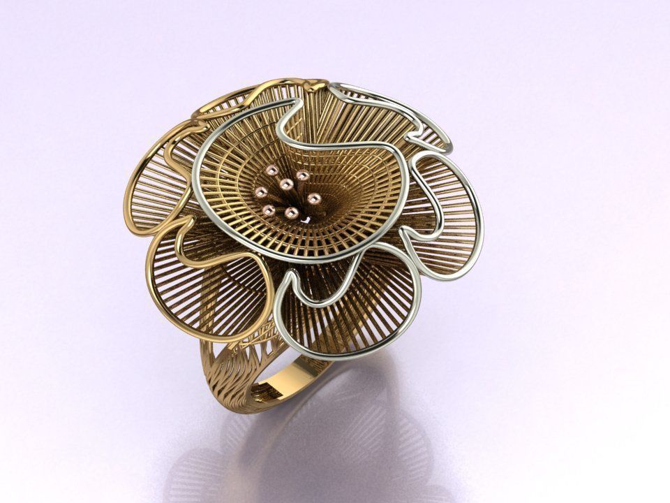 Elegant Filigree Ring 3D print model_1
