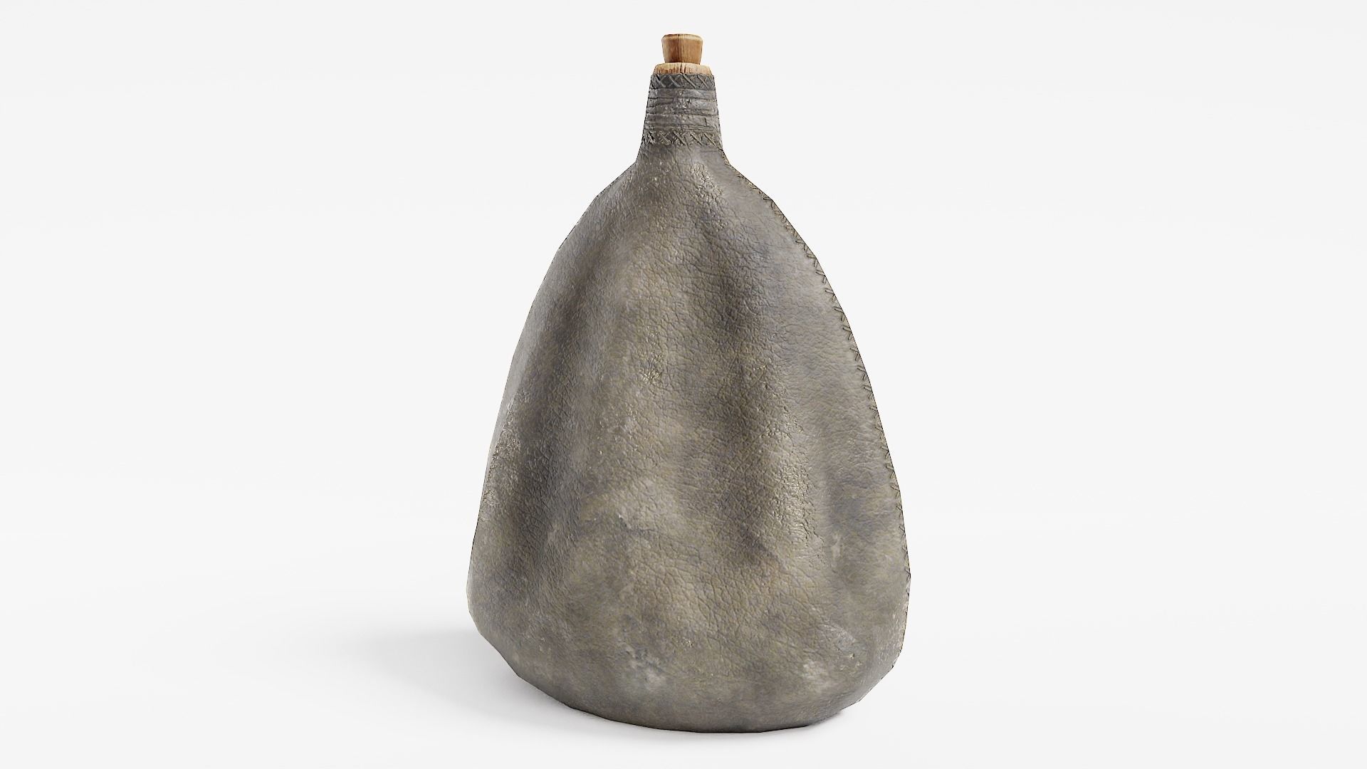 waterskin flask old leather water er1 Low-poly 3D model_1