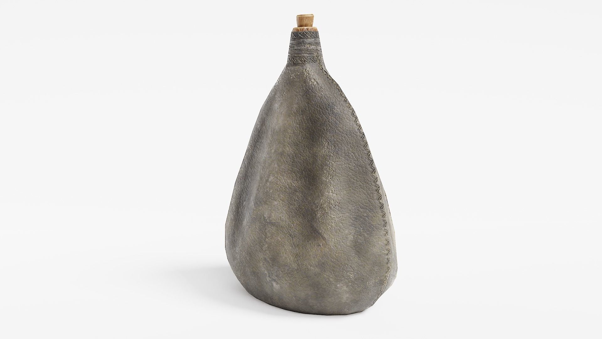 waterskin flask old leather water er1 Low-poly 3D model_3