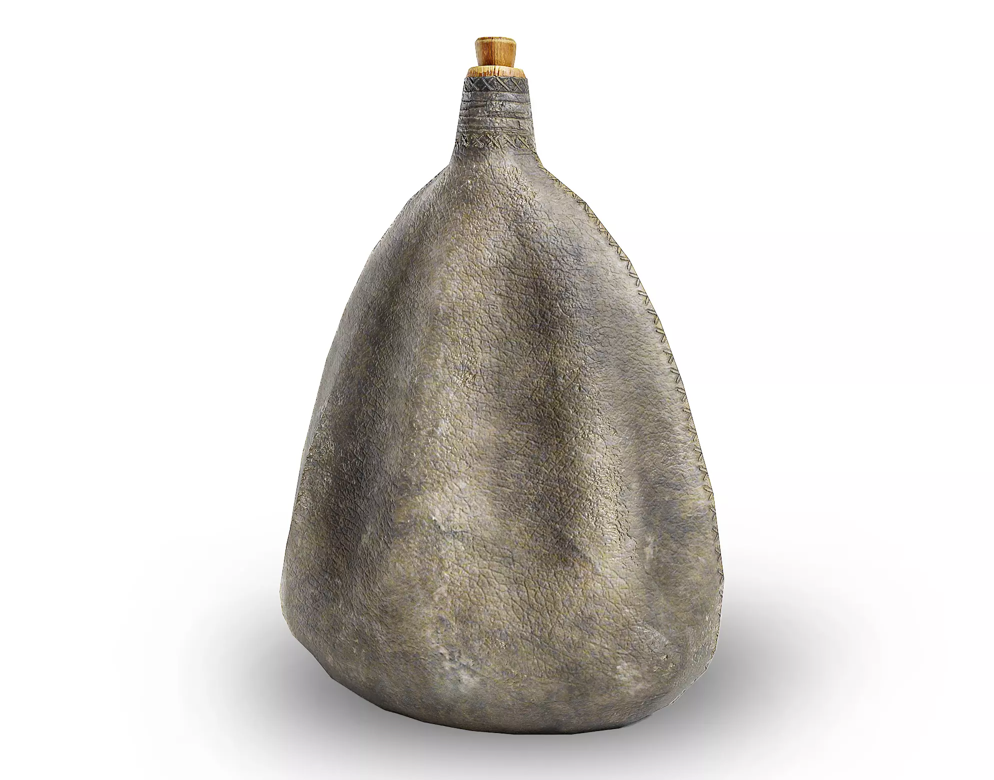 waterskin flask old leather water er1 Low-poly 3D model_0
