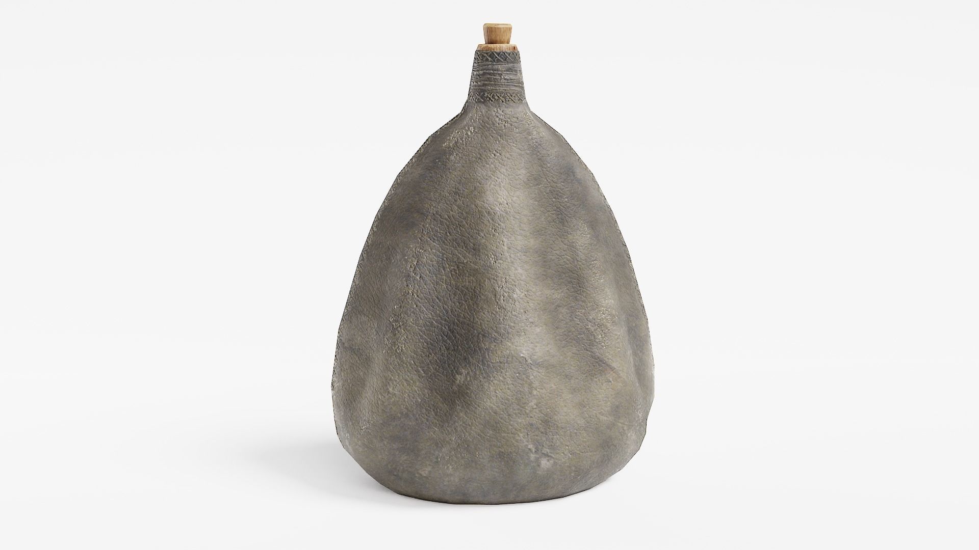 waterskin flask old leather water er1 Low-poly 3D model_4