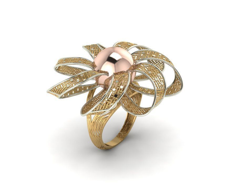 Decor filigree printable ring 3D print model_1