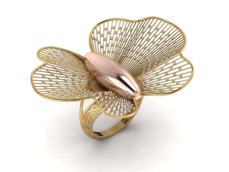 Butterfly Filigree Ring 3D print model_1