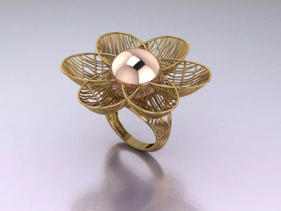 antique plain gold beautiful filigree ring 3D print model_0