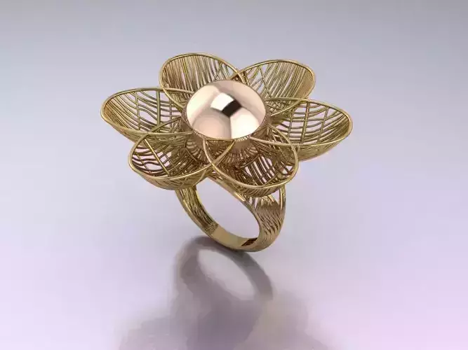 antique plain gold beautiful filigree ring 3D print model