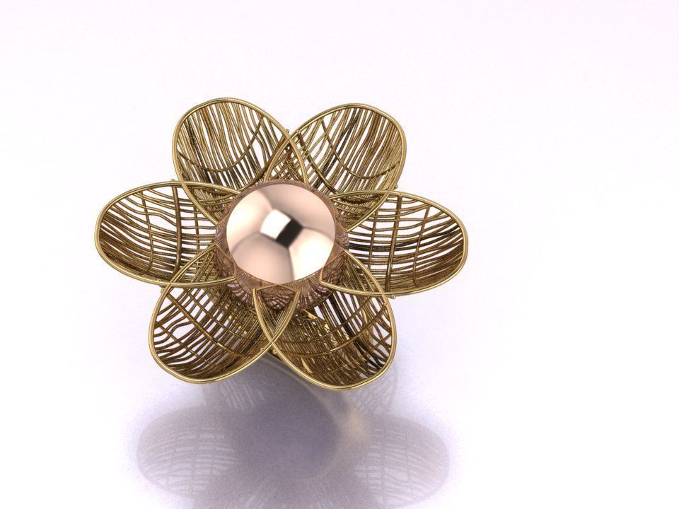 antique plain gold beautiful filigree ring 3D print model_1