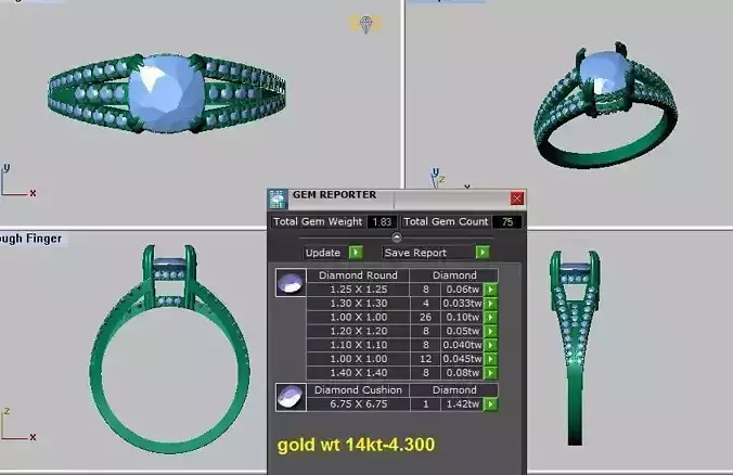 cushion split shank engagement ring