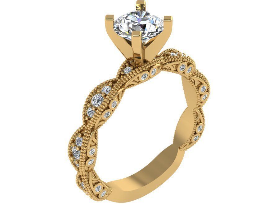 Textured Bridge Ring 1766 3D print model  3D print model_1