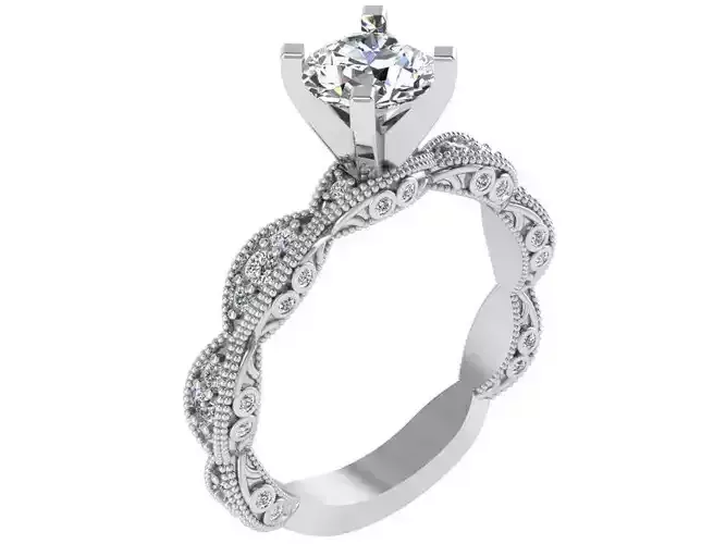 Textured Bridge Ring 1766 3D print model 