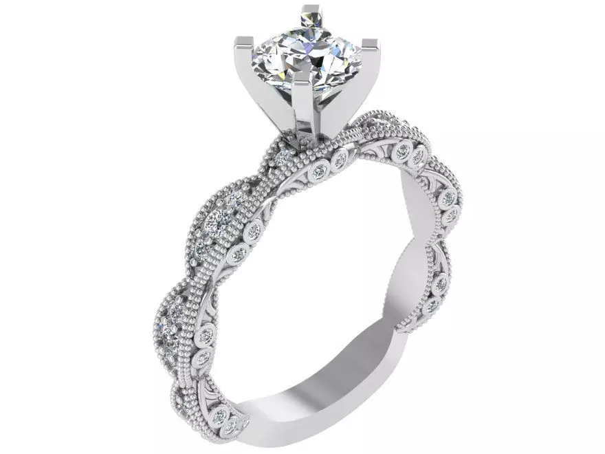 Textured Bridge Ring 1766 3D print model  3D print model_0