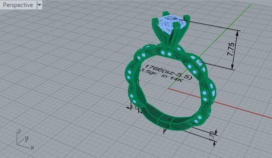 Textured Bridge Ring 1766 3D print model  3D print model_7