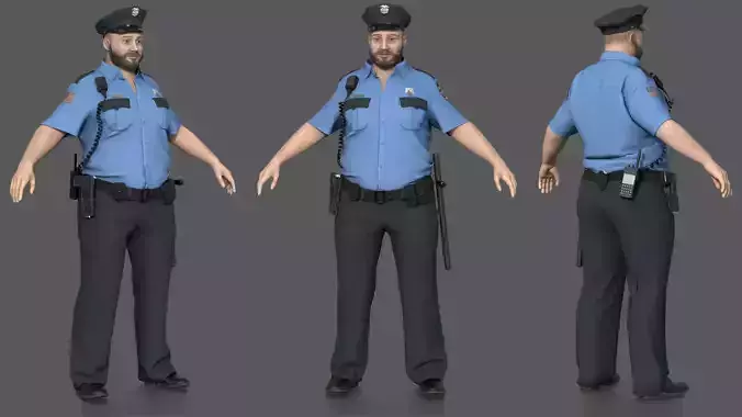 Police Officer 2 Blue Uniform 3D model