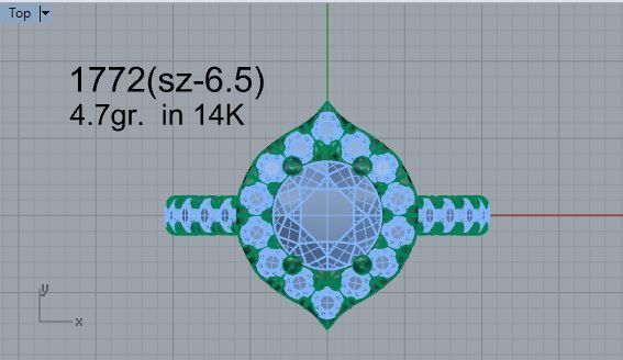 Oval Halo Ring 1772 3D print model 3D print model_4