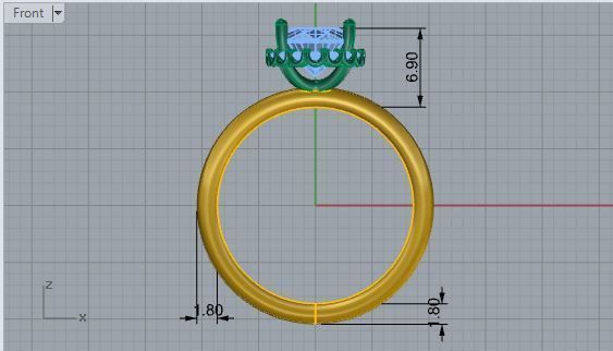 Oval Nerrow Diamond Ring 1773 3D print Model 3D print model_5
