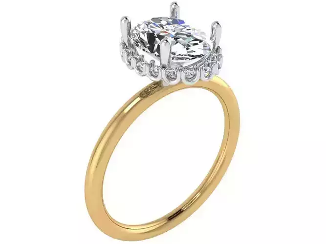 Oval Nerrow Diamond Ring 1773 3D print Model