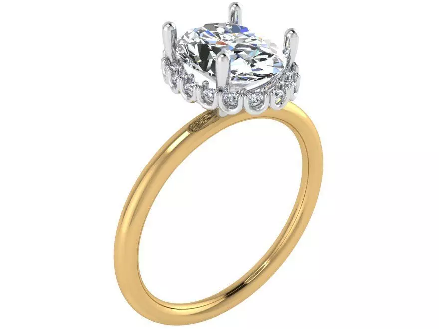 Oval Nerrow Diamond Ring 1773 3D print Model 3D print model_0