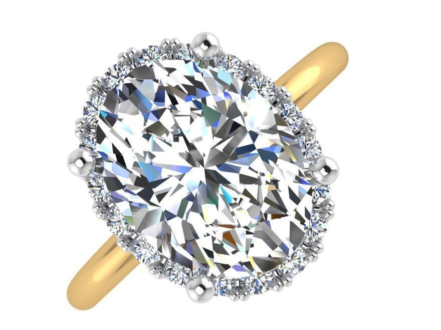 Oval Nerrow Diamond Ring 1773 3D print Model 3D print model_1