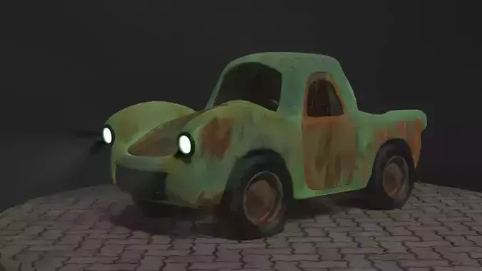car model old rusty truck with lights