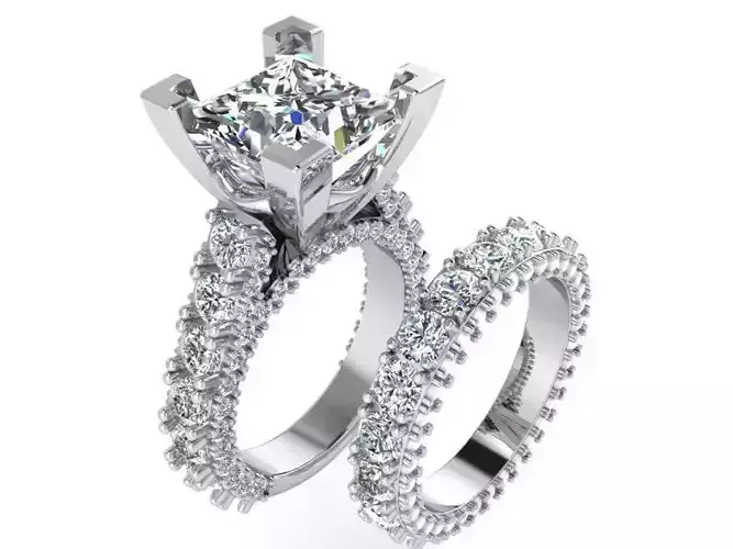 Diamond Stone Ring With Band 1778 3D print model