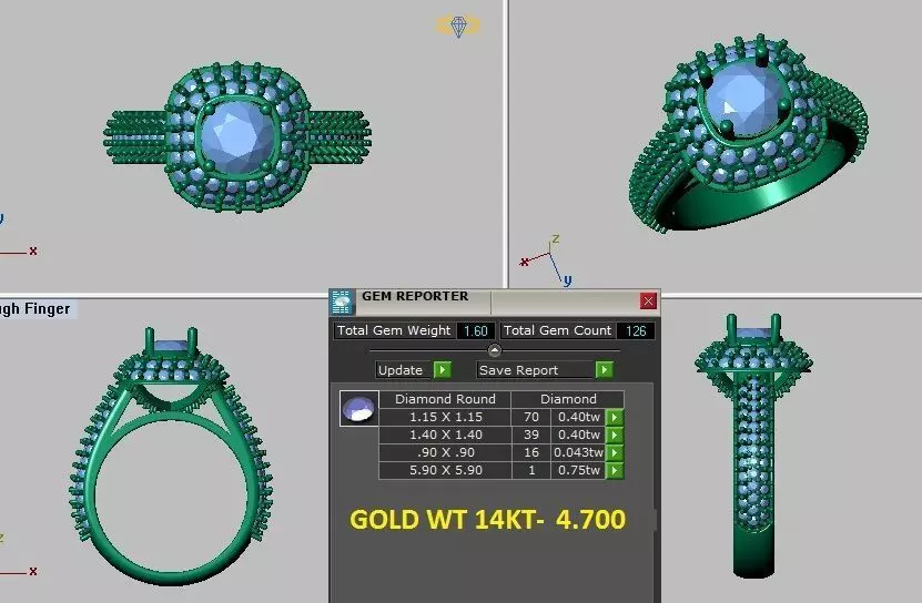 double halo engagement ring 3D print model