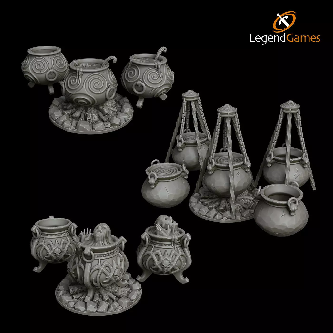 LegendGames Cauldron Set for Halloween 3D print model_0